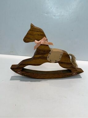 Vintage Hand-Painted Wooden Rocking Horse Decor – Nursery/Holiday Piece